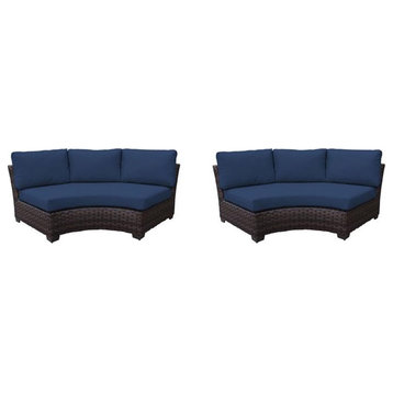 kathy ireland River Brook Curved Armless Sofa in Navy (Set of 2)