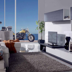 White Silk/Graphite Oak Wall Unit Composition 10.1 - Entertainment Centers And Tv Stands