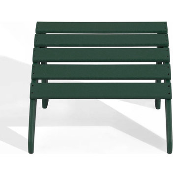 WestinTrends Outdoor Patio HPDE Plastic Folding Adirondack Ottoman Foot Stool, Dark Green