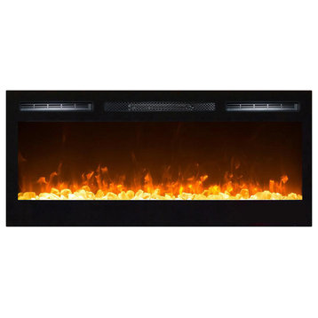 Lexington 35" Crystal Built-in Ventless Recessed Wall Mounted Electric Fireplace