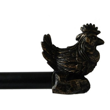 3/4" Rooster Adjustable Curtain Rod, Burnt Gold 48" to 84"
