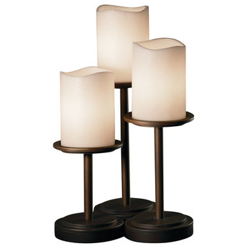 CandleAria Dakota Table Lamp, Cylinder With Melted Rim, Cream Shade