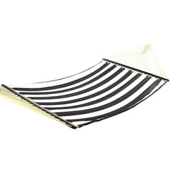 Contemporary Hammocks And Swing Chairs Sunnydaze Quilted Double Fabric Hammock, Black/White, Hammock Only