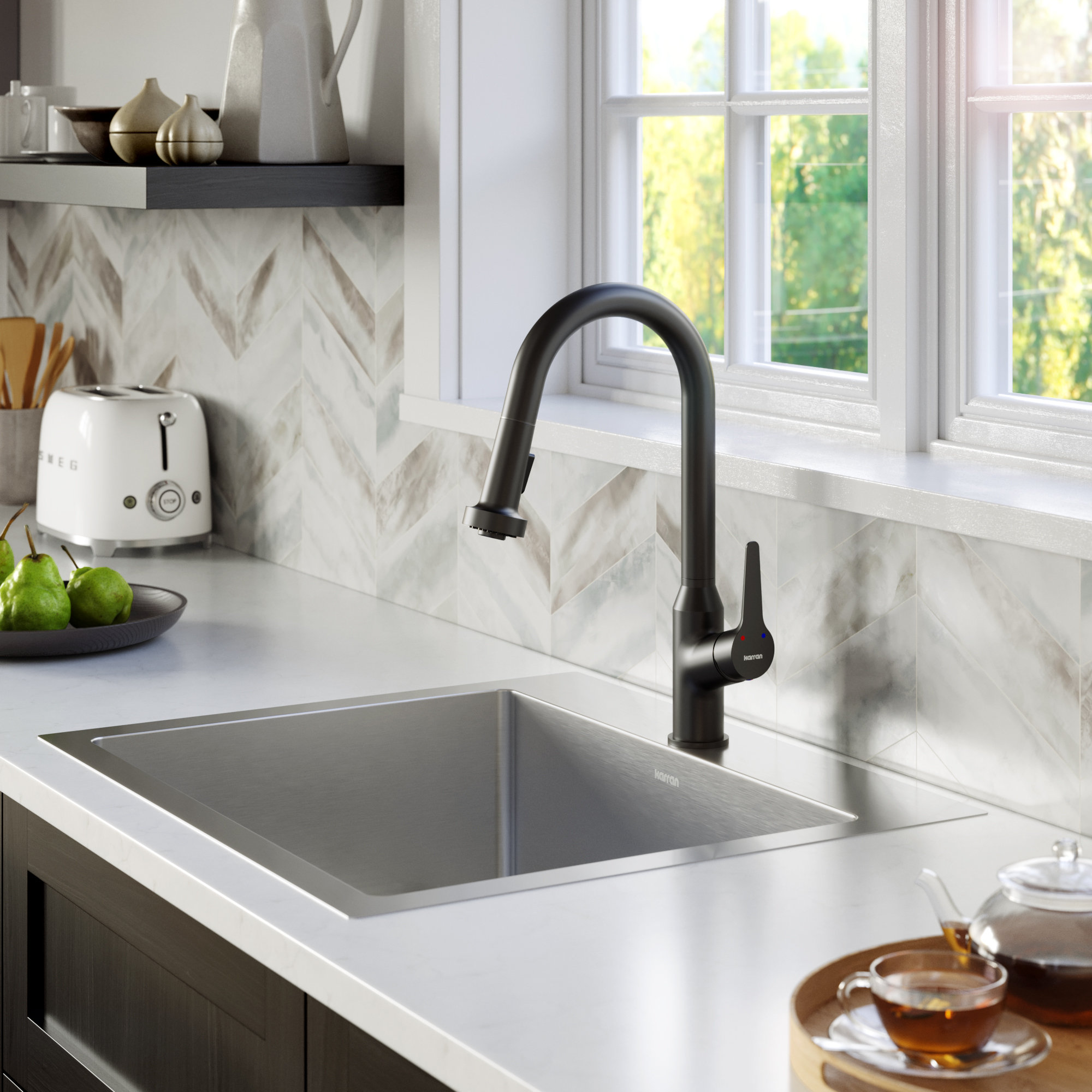 Karran Top Mount Stainless Steel 25" 16-Gauge Drop-In Single Bowl Sink Kit