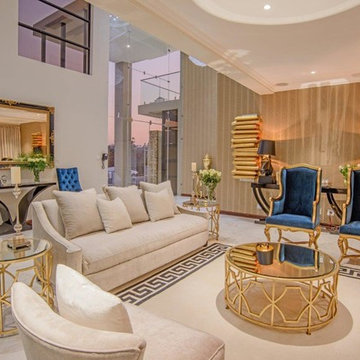 Formal living room ,entrance hall,gold leaf artworks and marble floors