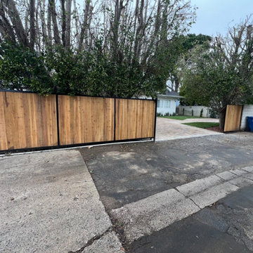 Modern Wood Privacy Gate with Clean Hardscape Entry