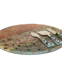 Round Fusion Glass Multi Color Lazy Susan - Pantry And Cabinet Organizers