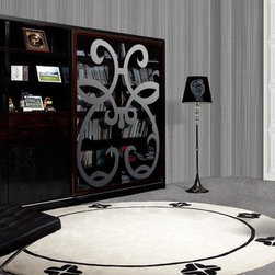 Modern Wall Unit with Flower Accent Glass Door - $14925.00 - Entertainment Centers And Tv Stands