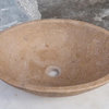 Karina Walnut Travertine Stone Oval Shape Vessel Sink, (W)16" (L)20.5" (H)6"