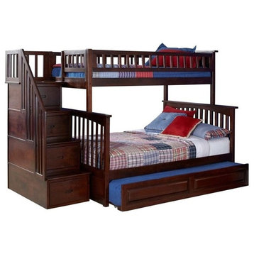 Pemberly Row Twin Over Full Staircase Trundle Bunk Bed