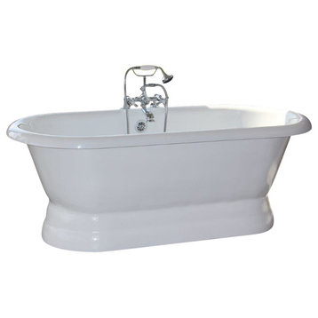 Majesty White Double Pedestal Tub, Drilled Rim Faucets