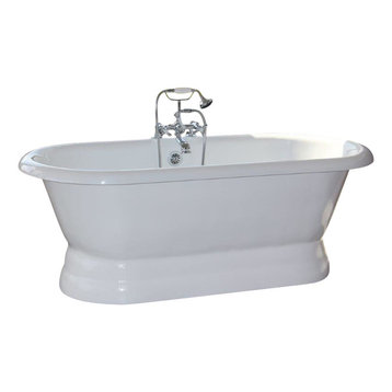 Majesty White Double Pedestal Tub, Drilled Rim Faucets