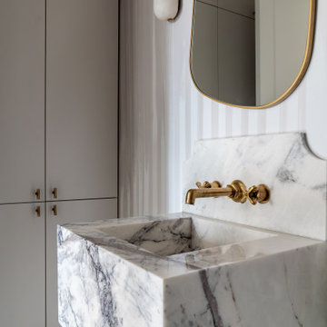 Tres Chic Powder Room Renovation - Great Neck, NY