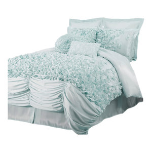 Lucia 4 Pc Blue Comforter Set King Traditional Comforters And