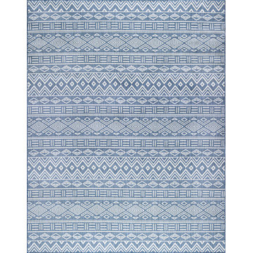 Easton Contemporary Moroccan Indoor Rug, Blue/Cream, 4'x5'3"