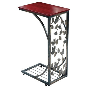Sofa Side End Table Metal Tree Design With Wood Top C Shaped Tv Metal Side Sofa Table With Erfly Design