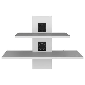 Minot Floating Shelf, Sleek Dual-Shelf Wall Unit With Cable Management