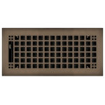 Wholesale Registers - Oil Rubbed Bronze Rockwell Plated Steel Craftsman Floor Register, 4"x10" - Perfect your home with our charming oil rubbed bronze floor registers. These 4" x 10" rockwell floor registers bring an Arts and Crafts look to your homes and offices. The oil rubbed bronze faceplates are crafted with a 3mm thick steel core. The faceplate will measure at 5 11/16" x 11 1/2". However, these registers are intended to be dropped into a 4" x 10" hole. These registers feature an adjustable steel damper to withstand the rigors of constant heating and cooling of your home or office. Also, for the convenience of having matching wall registers, you can simply affix our wall clips to the register and install into your sidewalls.