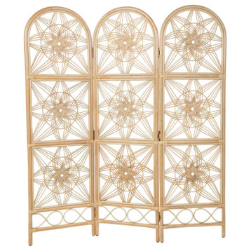 Sunflower Rattan 3-Panel Room Divider, 62"