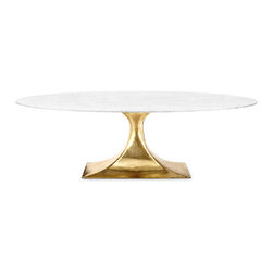 Stockholm Brass Oval Dining Table Base and Stockholm 95" Carrera Oval Dining Tab - Dining Tables