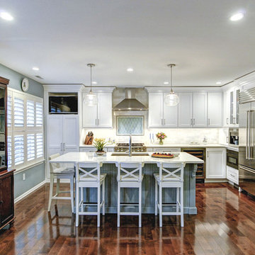 Island seating takes the place of cramped dining nook