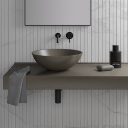 Oasis Grigio Earth Round Countertop Stone Basin 420mm - Bathroom Sinks