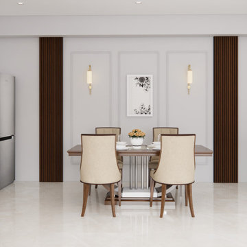 Symmetrical Dining Room with Wall Panels