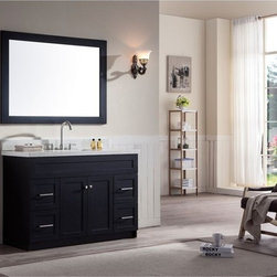 49 inch Transitional Single Sink Bathroom Vanity Set in Black Finish - Bathroom Vanities And Sink Consoles
