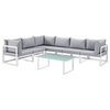 Fortuna 7-Piece Outdoor Aluminum Sectional Sofa Set, White Gray