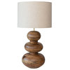 14" Mango Wood Table Lamp, Linen Shade, Inline Switch, 40 Watts Maximum