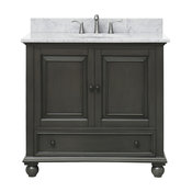 Avanity Thompson 37" Vanity, Charcoal Glaze Finish, Carrera White Marble Top