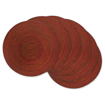 Variegated Red Round Pp Woven Placemat Set/6
