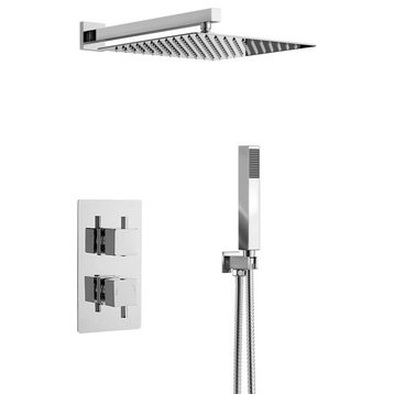 Lima Rain Shower Head, Built-In Thermostatic Mixer and Hand Held Shower Set