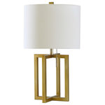 StyleCraft Home Collection - Marilou Table Lamp - Solid Gold - Brussels Off-White/Cream - If your home has more modern qualities to it, then you need the Marilou table lamp to round out your study. While it is made of metal, it comes with a solid gold finish, which brings a hint of elegance to the piece. Once you switch the metal turn knob, you will be greeted with brilliant light shining through the heavy off-white/cream styrene shade.