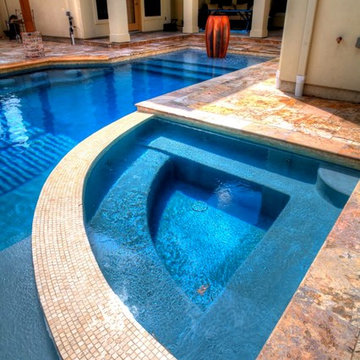Rectangular Pool 3 - disappearing fountain and pergola