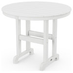 POLYWOOD - Polywood 36" Round Farmhouse Dining Table, White - This traditional dining table brings friends and family together. POLYWOOD furniture is constructed of solid POLYWOOD lumber that's available in a variety of attractive, fade-resistant colors. It won't splinter, crack, chip, peel or rot and it never needs to be painted, stained or waterproofed. It's also designed to withstand nature's elements as well as to resist stains, corrosive substances, salt spray and other environmental stresses. Best of all, POLYWOOD furniture is made in the USA and backed by a 20-year warranty.