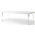 Meridian Furniture - Bethany Dining Table, White - Add an alluring touch to your dining area with the Bethany white dining table. This white lacquer dining table features a white high gloss finish, giving it a clean, elegant appearance just perfect for the minimalist or contemporary home. Crafted from a combination of wood and acrylic, this beautiful table is just the thing to bring a fresh new look to your dining area. Its clear, acrylic legs complement its white tabletop, making it the ideal piece for any dining area.