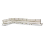 Meridian Furniture - Maldives Cream Water Resistant Fabric Outdoor Patio Modular Sectional - Create your own custom contemporary look on the deck or porch with the addition of this Maldives outdoor patio armless chair. Part of a large collection that lets you mix and match modular pieces to get the look you crave most. This modular sectional has cream water resistant fabric with a base made from white aluminum, so it's sturdy, tough, and ready to face the elements with impeccable beauty, season in and season out. Shop the contemporary pieces in this collection to create the outdoor entertaining area of your dreams.
