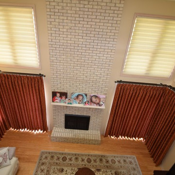Family Room with Remote Controlled Vignettes and Custom Drapery