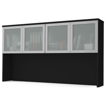 Bestar Pro-Concept Plus 72W Hutch with Frosted Glass Doors , Black