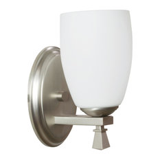 Voltare 1-Light Wall Sconce, Satin Nickel Finish, White Glass Diffuser