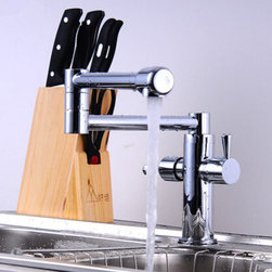 Chrome Two Handles Pull Out Centerset Mixer Kitchen Faucet T3686SF - Kitchen Faucets