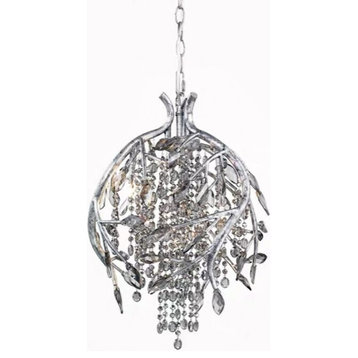 Luxury Gold/Chrome Vintage Crystal Hanging Lamp For Living Room, Dining Room, Silver, Dia16.5"