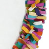 Handmade Felt Christmas Tree Skirt, Multicolor Fringe Border on Cream, 64"