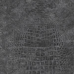 American Wallpaper & Design - Faux Crocodile Skin Wallpaper, Black, Bolt - This wallcovering is packaged and sold in a double roll that is 20.5" wide x 33' long. It has a straight match, with a design repeat every 21". It is unpasted, peelable and scrubbable vinyl. This paper is a faux crocodile skin pattern that comes in a variety of different colors.