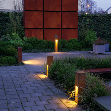 Rusty Slot 50 Outdoor Bollard, Rusted Iron Finish