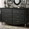 Baxton Studio Enzo 6 Drawer Faux Leather Double Dresser in Black