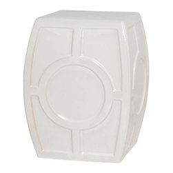 White &ldquo;O&rdquo; Ceramic Garden Stool - Accent And Garden Stools