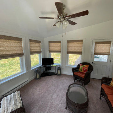 Classic Roman Shades Before and After in a Sunroom