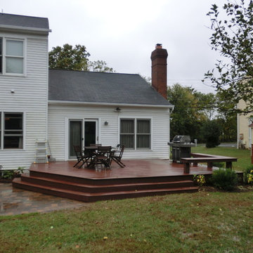 Deck with bench and wrap around steps